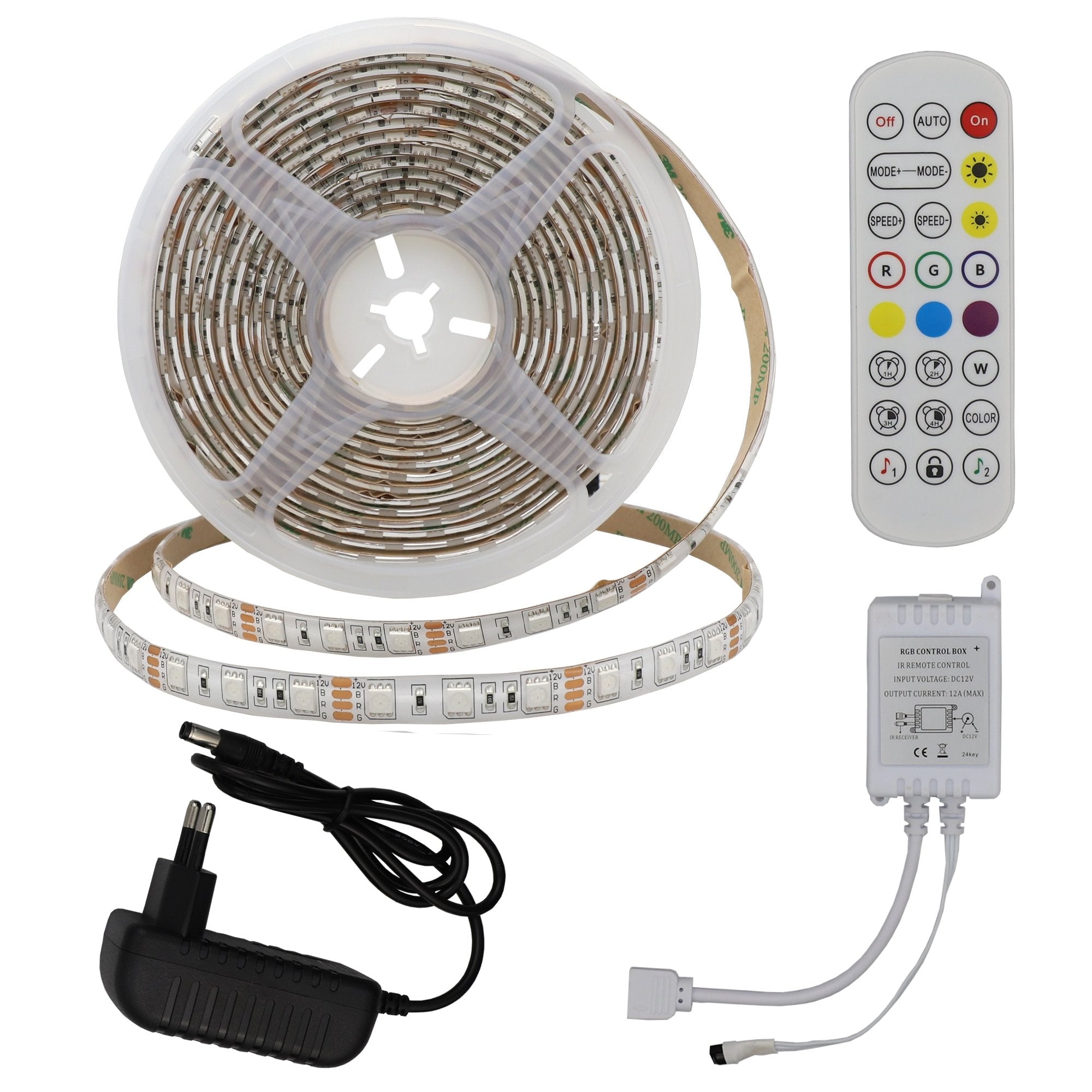 LED Universum RGB LED Streifen Set – 4m, 30 LED/m, IP20, Mit Fernbedienung, Netzteil & Controller, Für Innenbereich