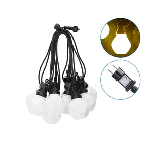 LED-Lichterkette, 10er, weiße Bulbs, warmweiß, 8 m.