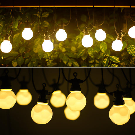 LED-Lichterkette, 10er, weiße Bulbs, warmweiß, 8 m.