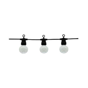 LED-Lichterkette E27, 20 Leuchtmittel, warmweiß, 13 m, schwarz, mit Aufhängung.