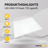 LED Panel, 62x62 cm, 36 W, 3600 lm, 6000 K, UGR<19, TÜV, Philips Driver - Lichttechnik24.de