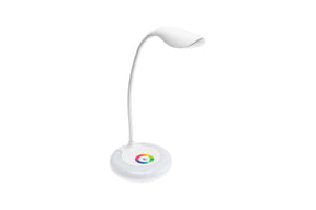 LED Schreibtischlampe, 5W, 240lm, RGB Sockel-Licht, USB-Ladefunktion, weiß.