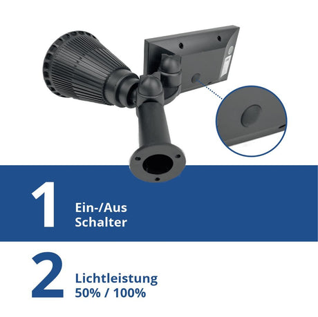 LED Solar-Gartenspot, mit Spieß, 1,5 W, 6000 K, schwarz.