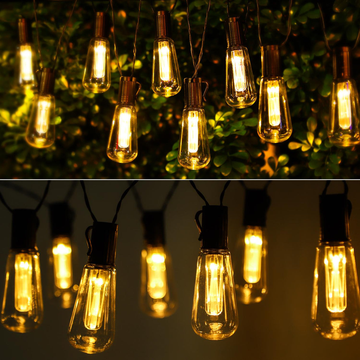 LED-Solar-Lichterkette, 10er, Edison Bulb, warmweiß –
