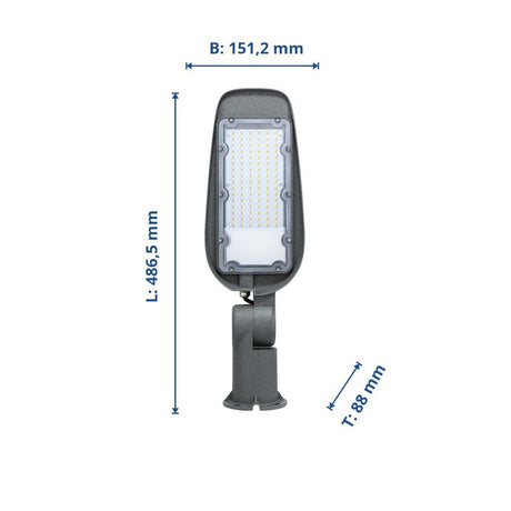 LED-Straßenleuchte, 50 W, 5000 lm, IP65, 2700 K - Lichttechnik24.de