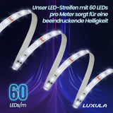 LED-Streifen, 5 m Länge, 2700 K warmweißes Licht, 60 LED/m, 12 V, 8 mm  Lichttechnik24.de.