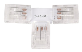 LED-Streifen Verbinder, T-förmig, 3 polig, für 10 mm CCT LED-Streifen geeignet.