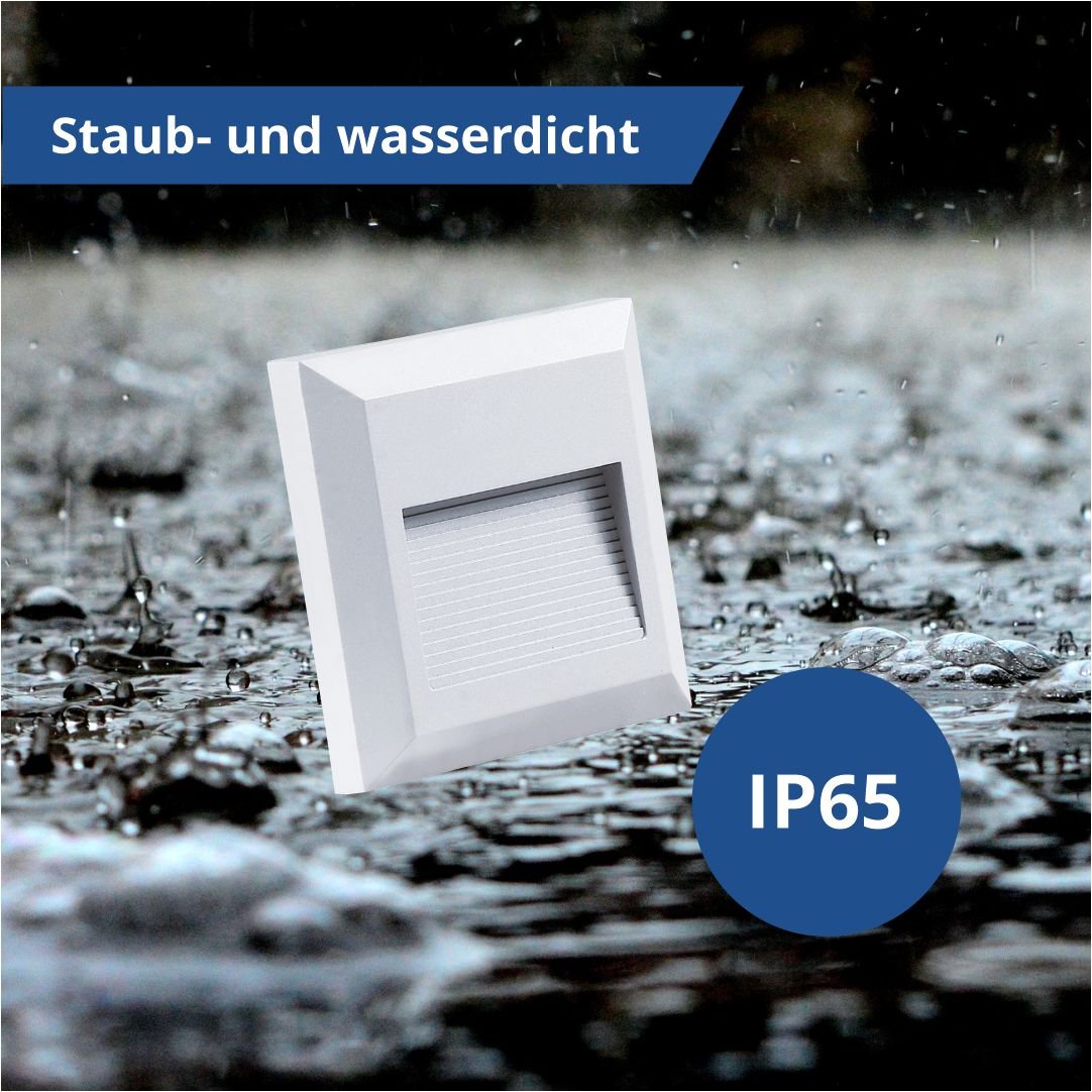 LED Stufenleuchte, 2 W, 80 lm, IP65, warmweiß (3000K), weiß, rechteckig - Lichttechnik24.de
