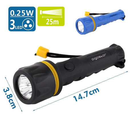LED-Taschenlampe, schwarz/blau, 15 lm, IPX3 - Lichttechnik24.de