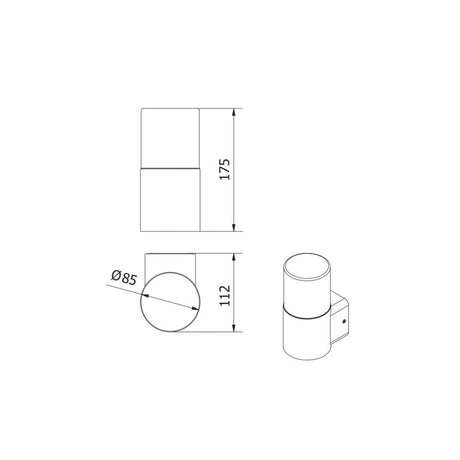 LED Wandleuchte E27, Gartenleuchte, IP44, einfach, graphit.