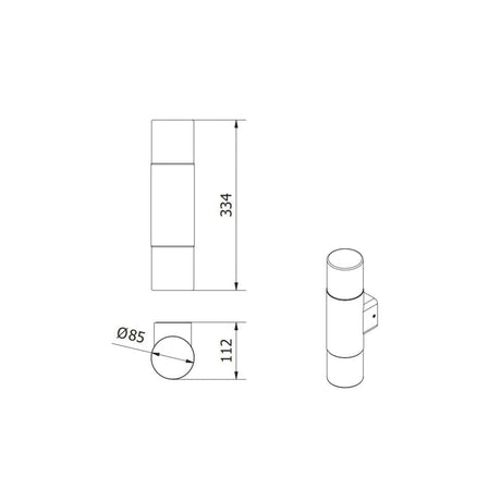 LED Wandleuchte E27, Gartenleuchte, IP44, zweifach, graphit.
