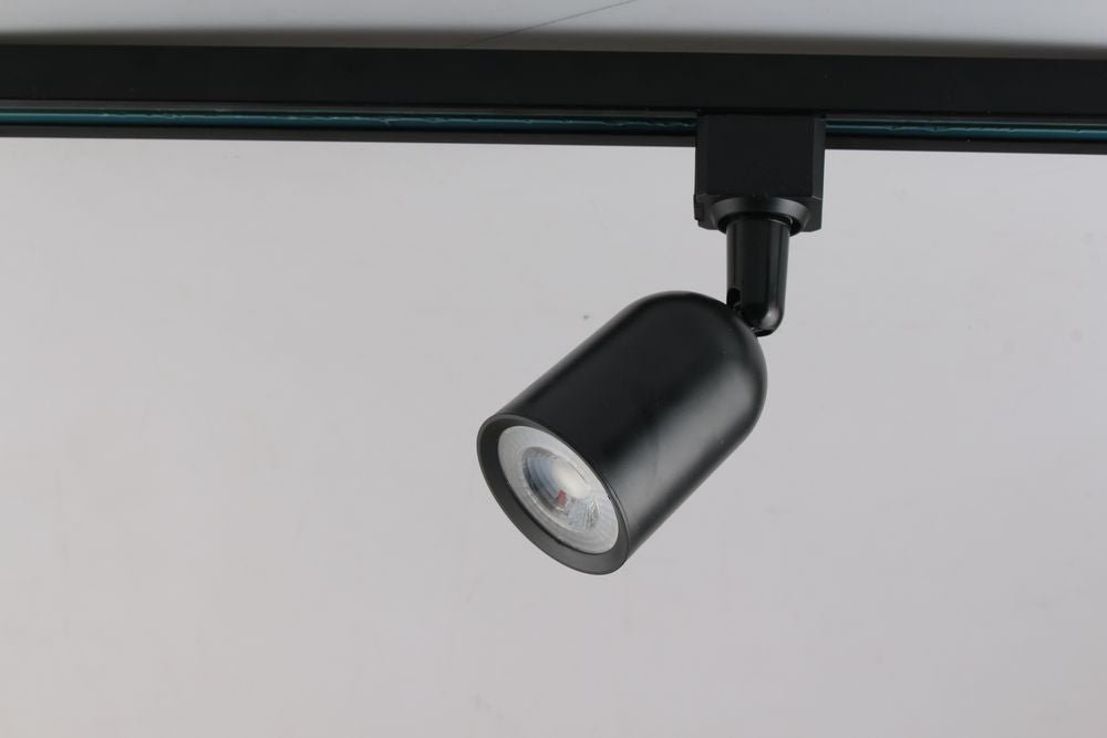 Schienenspot für GU10- /MR16-Leuchtmittel, Kunststoff, rund, 45° schwenkbar, schwarz  Lichttechnik24.de.