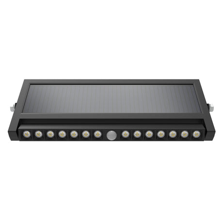 Solar Wandleuchte mit PIR-Sensor, Outdoorleuchte, 10W, 1000lm, 6500K, IP54, schwenkbare LED-Lichtleiste.