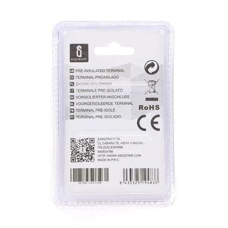Stiftkabelschuhe, isoliert, 20 Stk., PTV 2-10 mm, 20 x 4,3 x 4,3 mm, gelb.