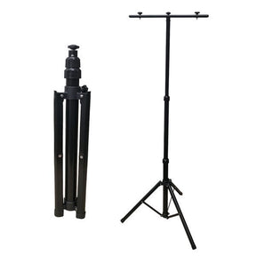 Teleskopstativ für LED Baustrahler, stufenlos höhenverstellbar, 64-157x64x64cm, schwarz.